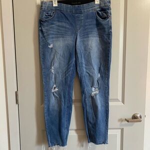 Maurices Blue Distressed Ankle Jeans